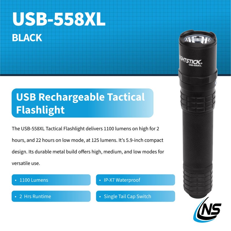 Nightstick USB-558XL USB-C Rechargeable Tactical Flashlight, Black - Image 2